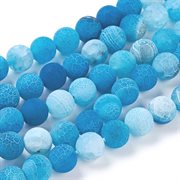 Agat perler. Krakeleret - forvitret. Blå nuancer. 10 mm